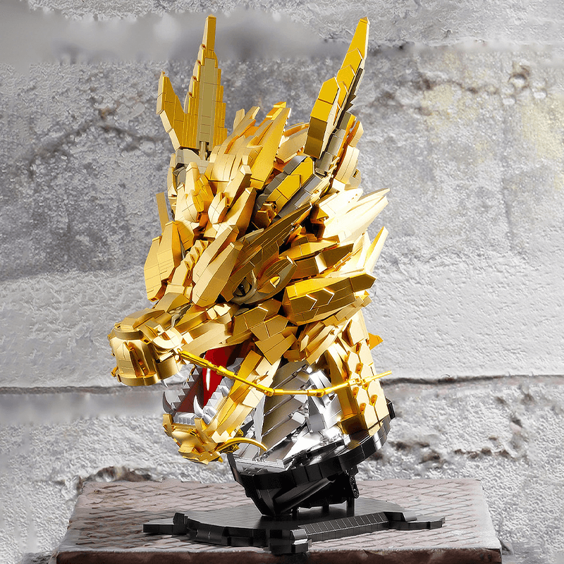 Brick MOC Gold Edition Dragon Head | 2571pcs - Brick Car Merchant