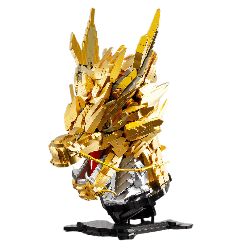 Brick MOC Gold Edition Dragon Head | 2571pcs - Brick Car Merchant