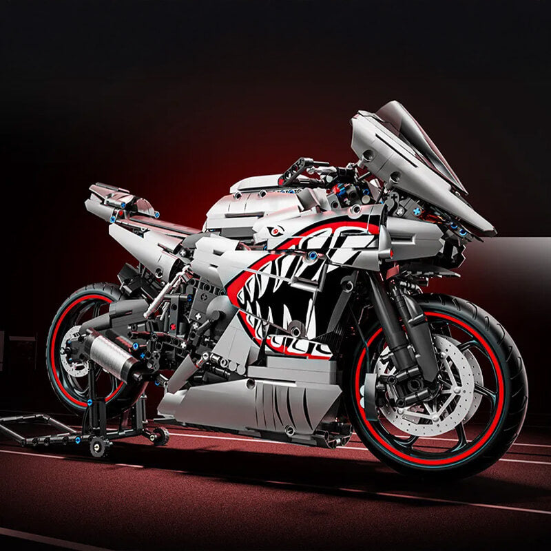 Brick MOC Gunmetal Shark Japanese Sportbike | 2127pcs - Brick Car Merchant