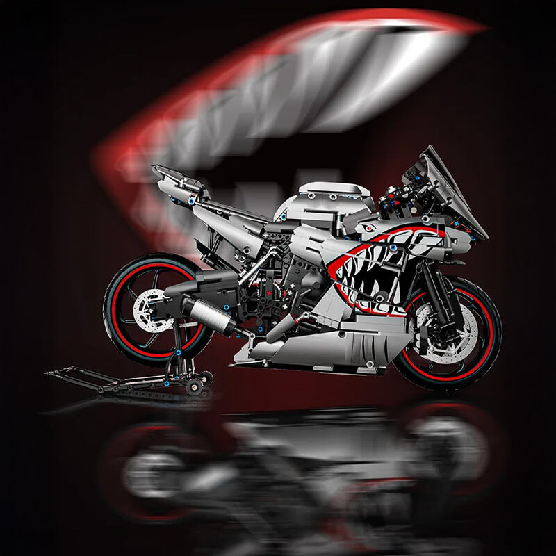 Brick MOC Gunmetal Shark Japanese Sportbike | 2127pcs - Brick Car Merchant