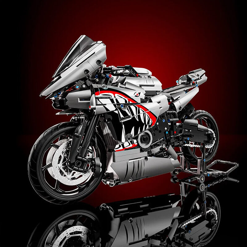 Brick MOC Gunmetal Shark Japanese Sportbike | 2127pcs - Brick Car Merchant