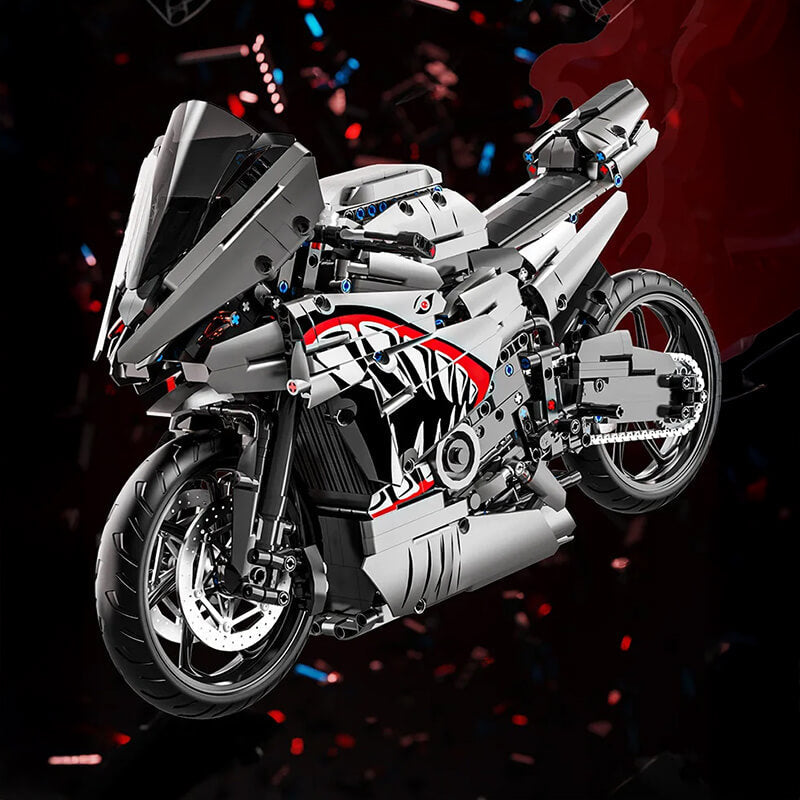 Brick MOC Gunmetal Shark Japanese Sportbike | 2127pcs - Brick Car Merchant