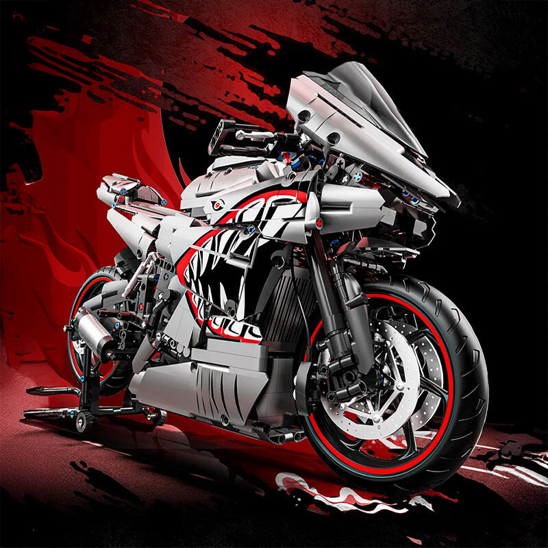 Brick MOC Gunmetal Shark Japanese Sportbike | 2127pcs - Brick Car Merchant
