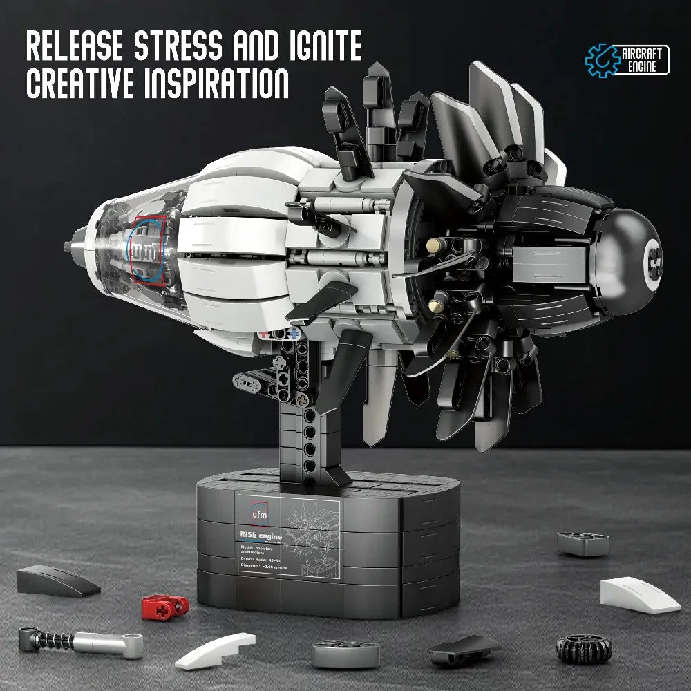 Brick MOC High-Bypass Turbofan Engine | 1351pcs - Brick Car Merchant