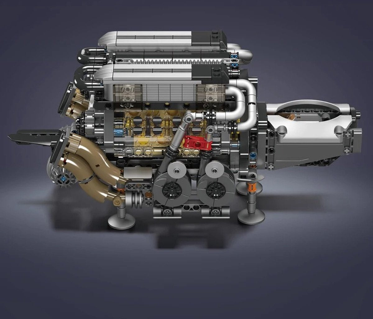 Brick MOC Hypercar W16 Engine | 952pcs - Brick Car Merchant