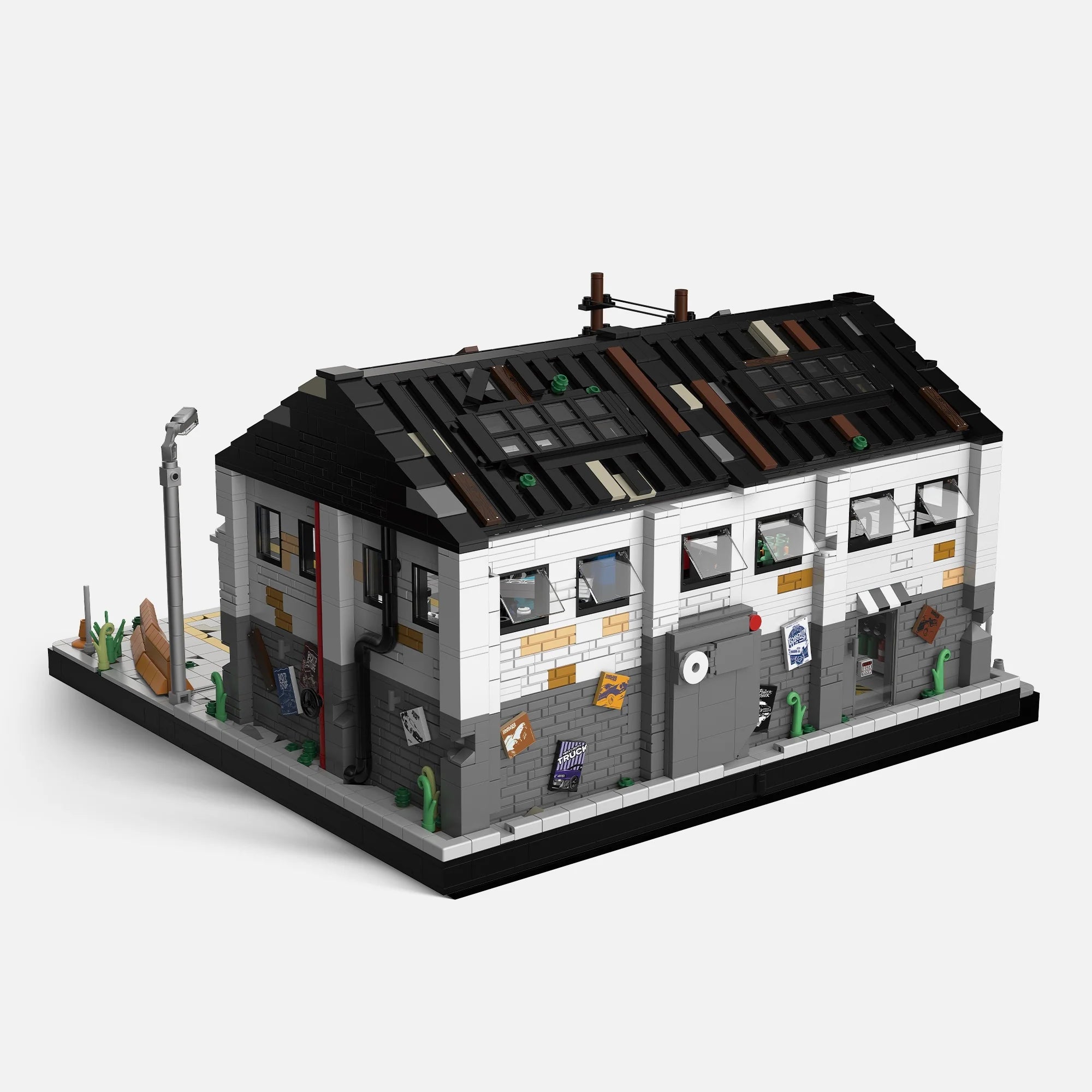 Brick MOC Auto Repair Shop with LED Lights | 3000 pcs - Brick Car Merchant
