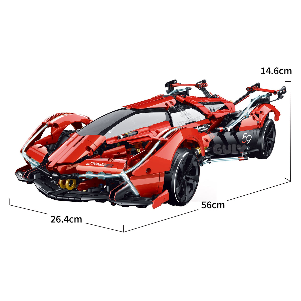 Brick MOC Lamborghini "Redshift" V12 Vision GT | 2525 pieces - Brick Car Merchant
