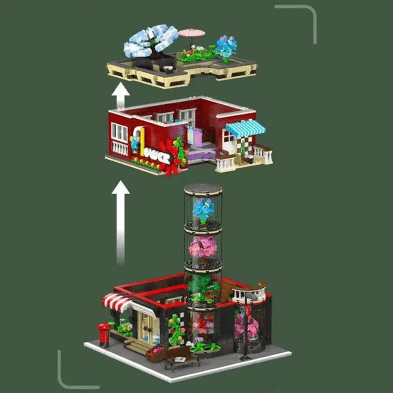 Brick MOC Flower Shop | 2290pcs - Brick Car Merchant