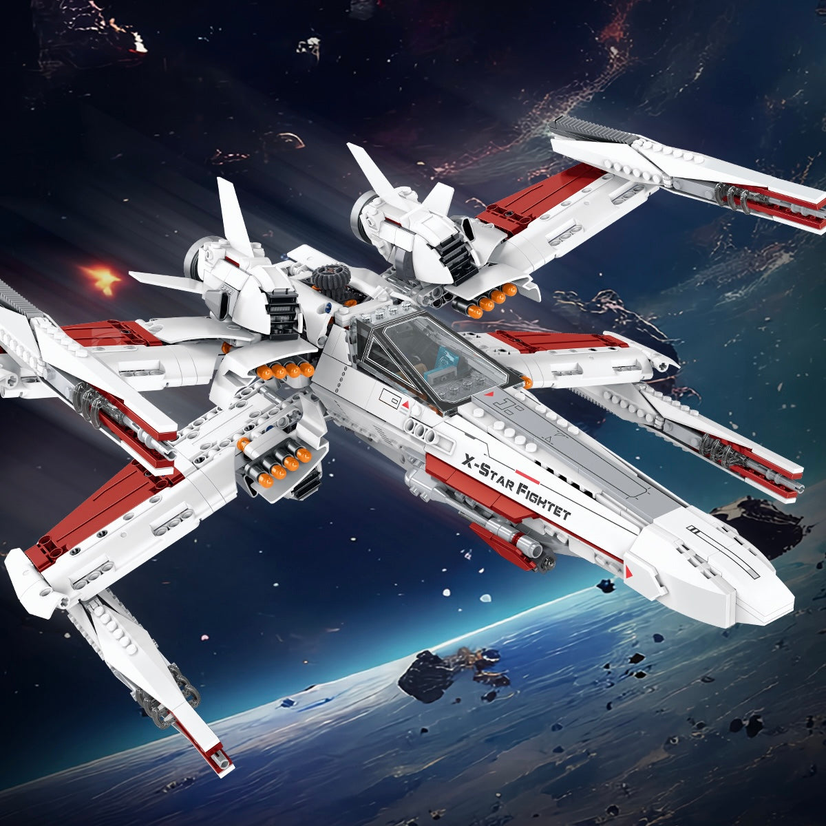 Nexus Wing Space Fighter building kit - detail view 2 - Brick Car Merchant