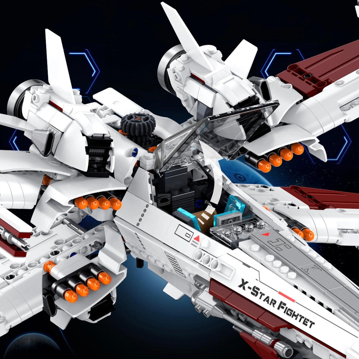 Nexus Wing Space Fighter building kit - detail view 5 - Brick Car Merchant
