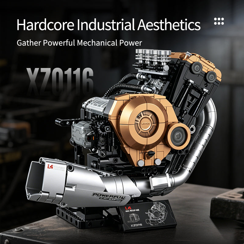 Brick MOC Honda Inline Four Motorised Engine | 931 pieces - Brick Car Merchant
