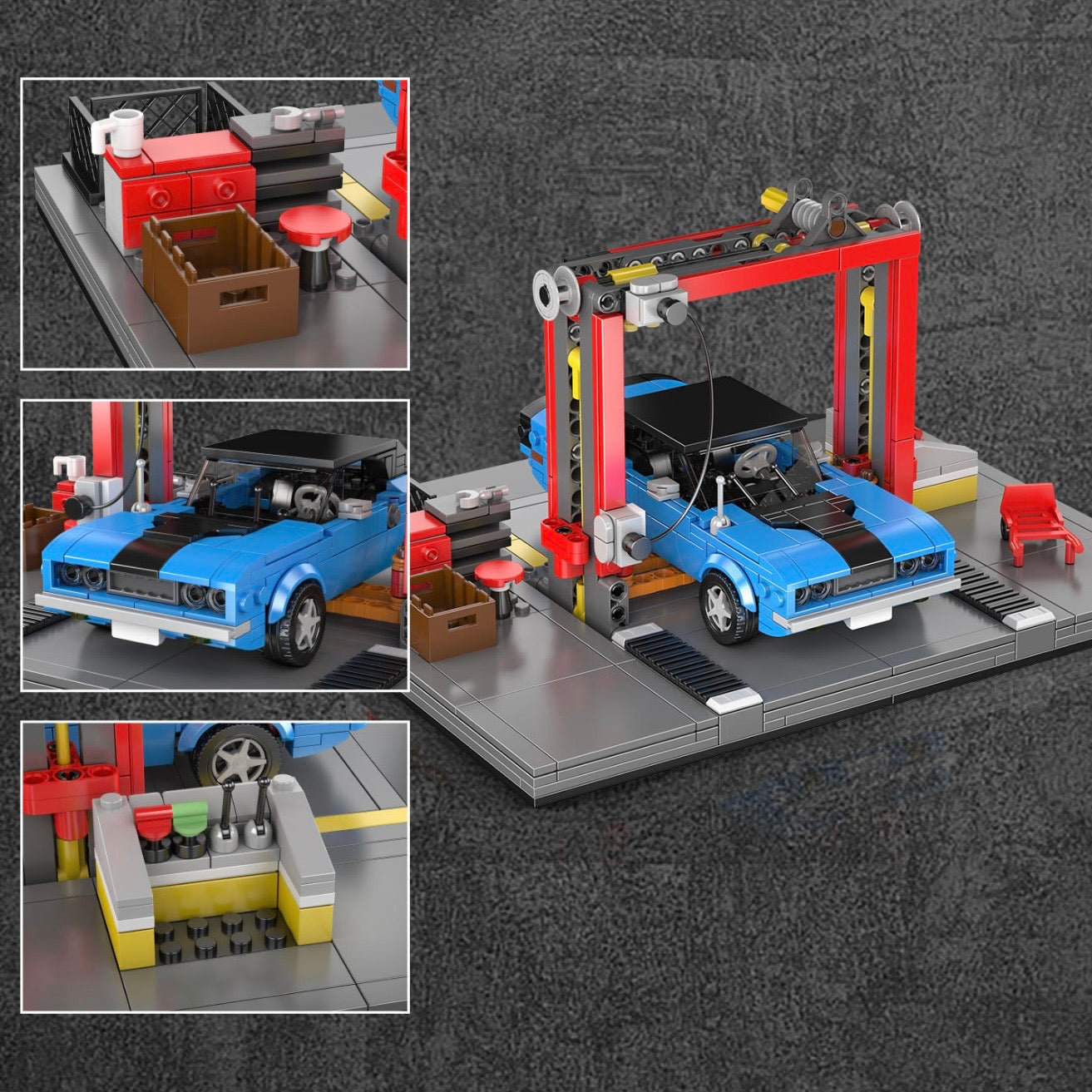 Brick MOC 70s American Auto Repair Shop | 856pcs - Brick Car Merchant
