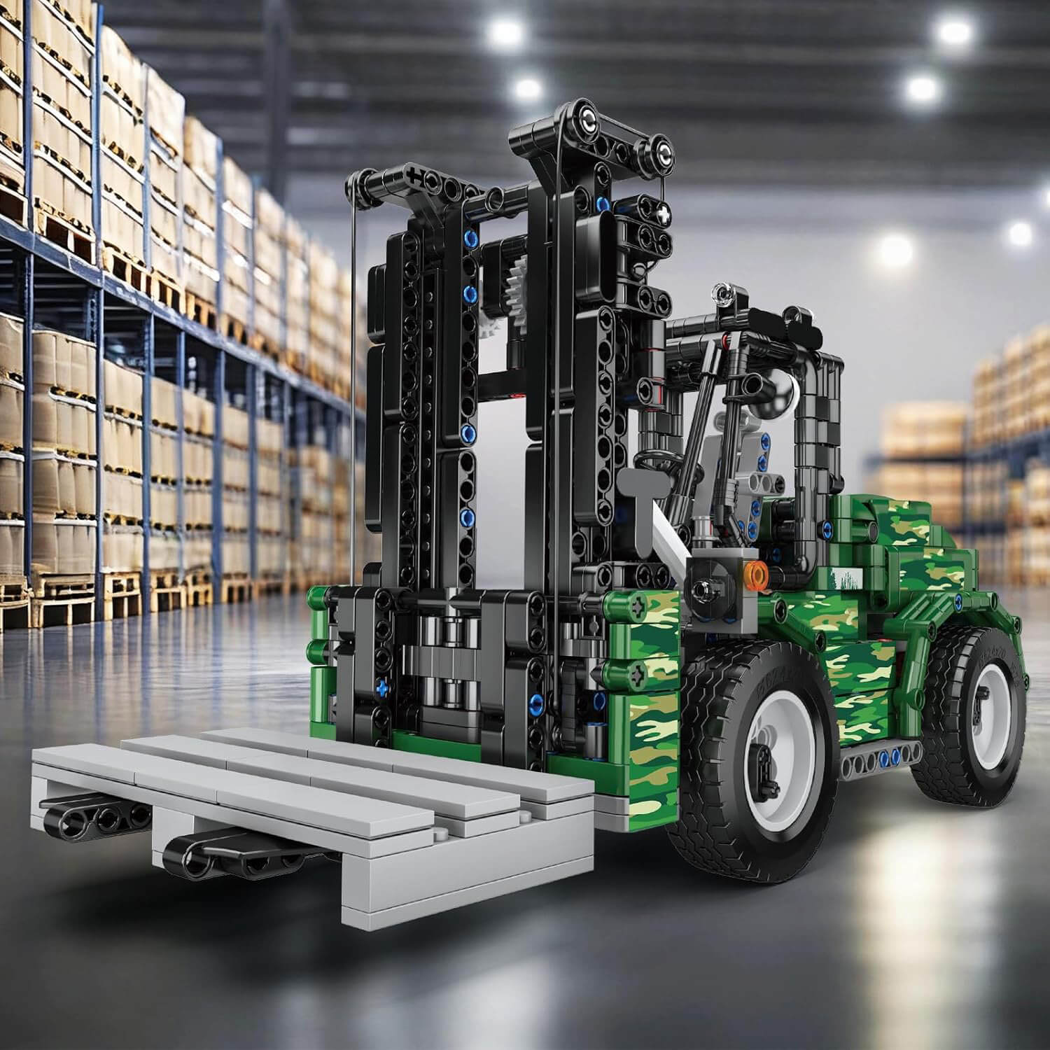 Brick MOC Industrial Heavy Forklift | 1311pcs - Brick Car Merchant