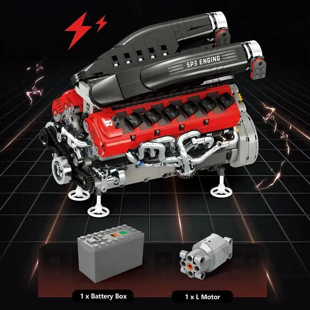 Brick MOC Italian V12 6.5 SP3 Engine | 1240pcs - Brick Car Merchant