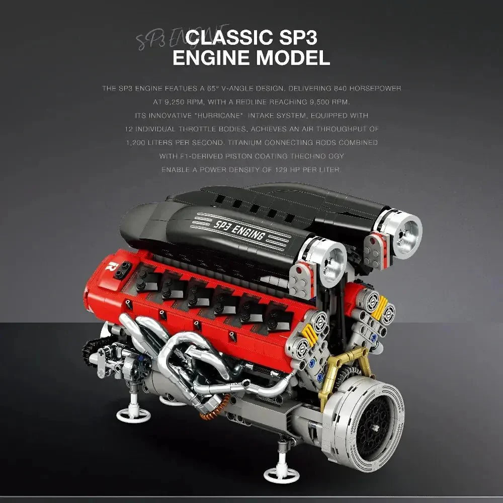 Brick MOC Italian V12 6.5 SP3 Engine | 1240pcs - Brick Car Merchant