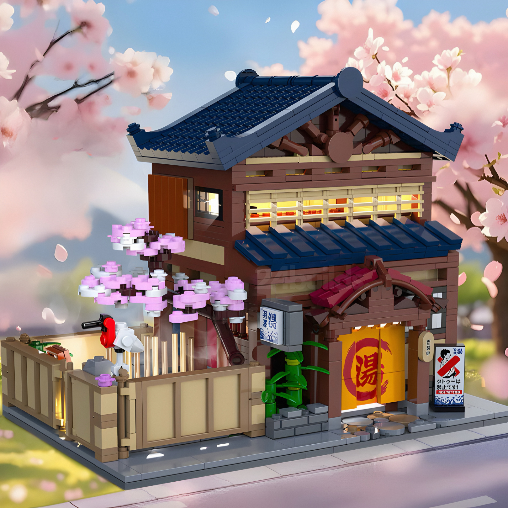 Brick MOC Japanese Sento | 1250pcs - Brick Car Merchant