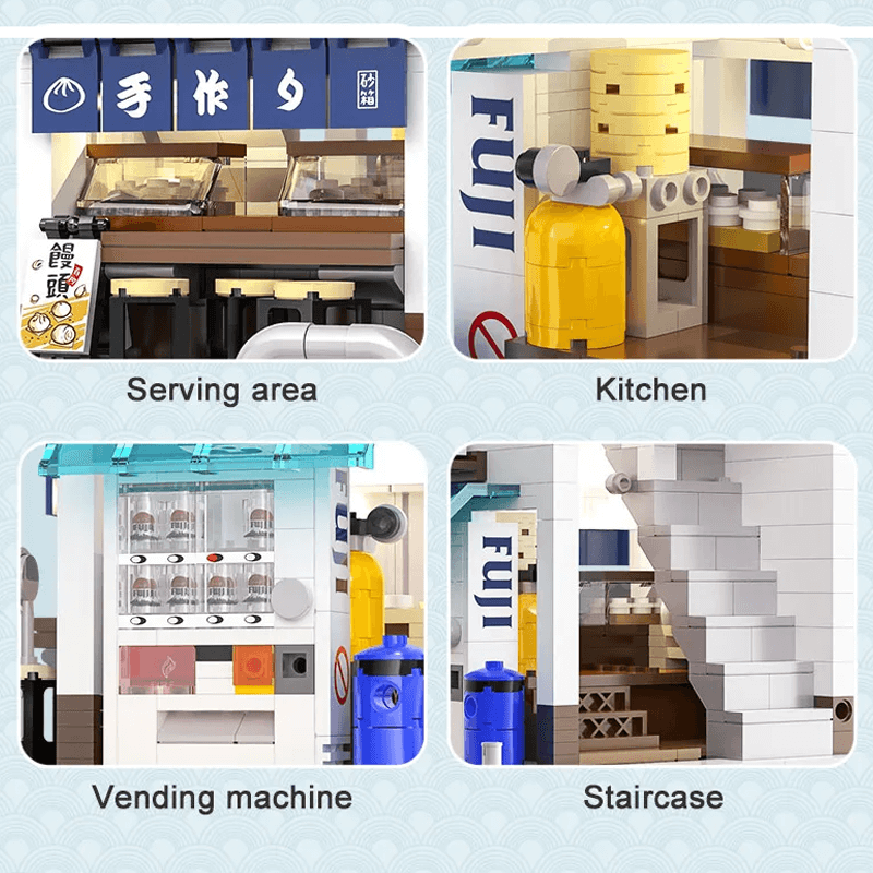 Brick MOC Japanese Steamed Bun House | 1107pcs - Brick Car Merchant