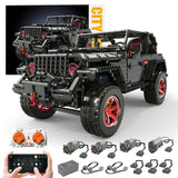 LEGO MOC Jeep Wrangler "Dark Matter" Off-Road Building Kit | Remote Control, Opening Features, Trailer Hook, LED Lights, All-Terrain, 2272 pcs - Brick Car Merchant