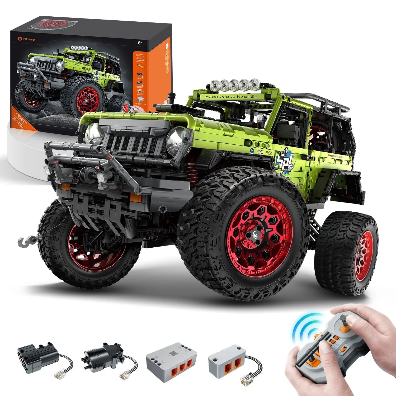 Brick MOC Jeep Wrangler Off-Road Pickup Building Kit | Remote Control, Tank Steering, Drift Special, All-Terrain Damping, Opening Features, 2545 pcs - Brick Car Merchant