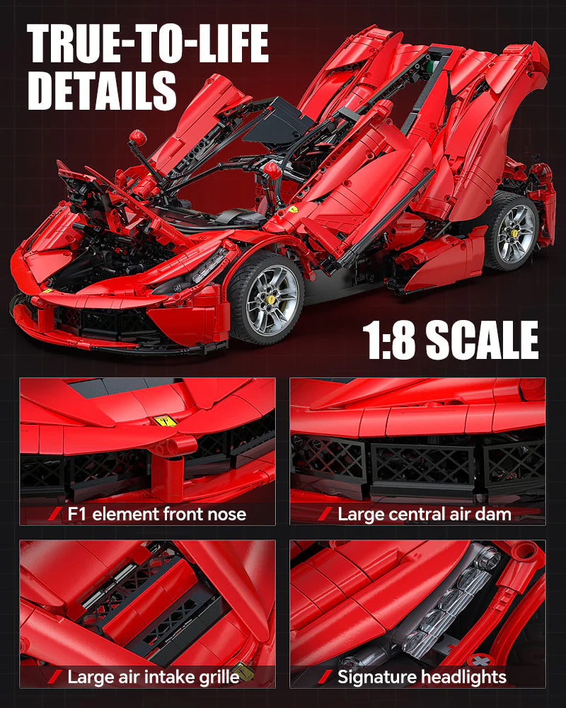 Brick MOC LaFerrari C6 Sportcar Building Kit | Butterfly Doors, Paddle Shifter, Signature Features, 4739 pcs - Brick Car Merchant