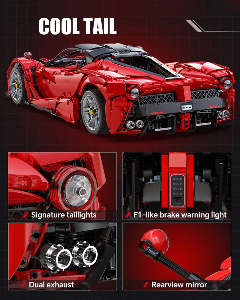 Brick MOC LaFerrari C6 Sportcar Building Kit | Butterfly Doors, Paddle Shifter, Signature Features, 4739 pcs - Brick Car Merchant