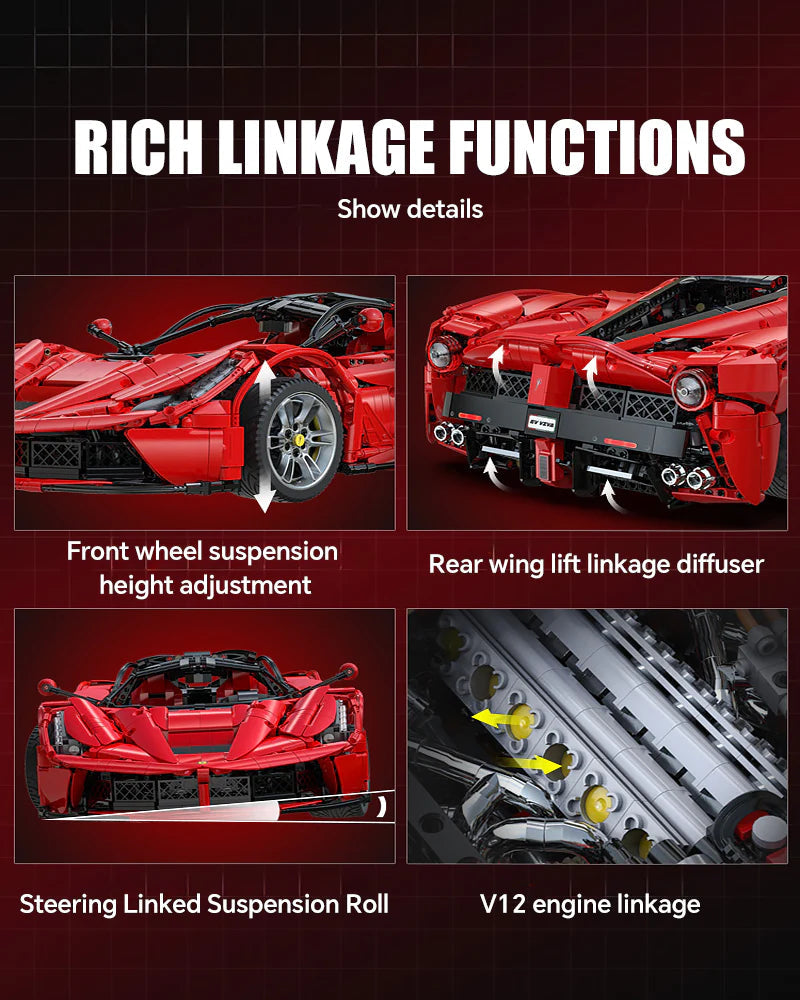 Brick MOC LaFerrari C6 Sportcar Building Kit | Butterfly Doors, Paddle Shifter, Signature Features, 4739 pcs - Brick Car Merchant