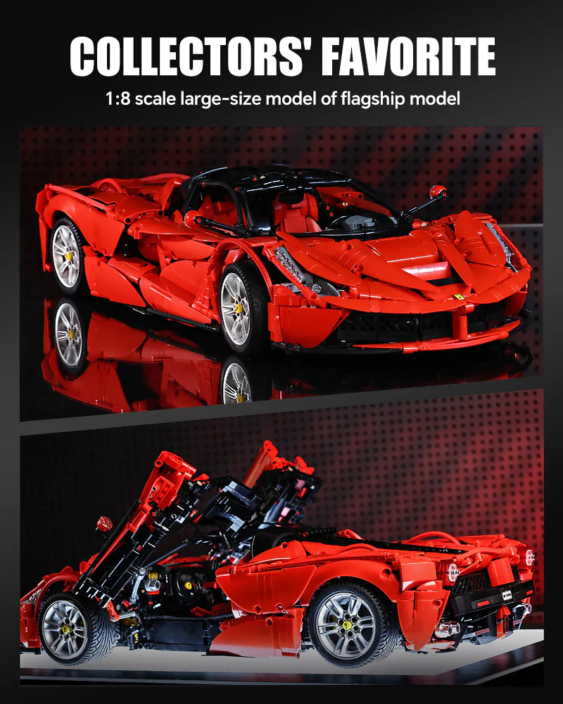Brick MOC LaFerrari C6 Sportcar Building Kit | Butterfly Doors, Paddle Shifter, Signature Features, 4739 pcs - Brick Car Merchant