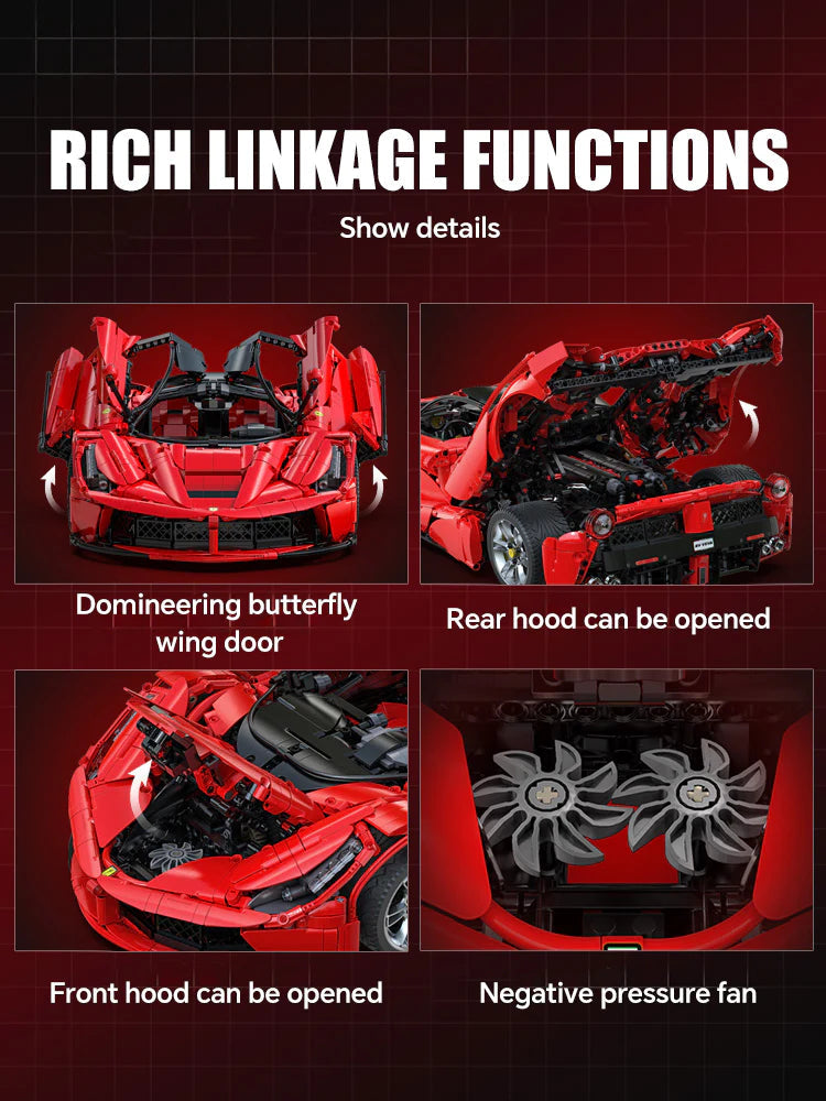 Brick MOC LaFerrari C6 Sportcar Building Kit | Butterfly Doors, Paddle Shifter, Signature Features, 4739 pcs - Brick Car Merchant