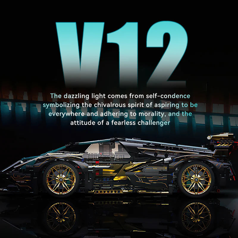 Brick MOC Lamborghini Black Warrior | Remote Control, Opening Features, 2472 pcs - Brick Car Merchant