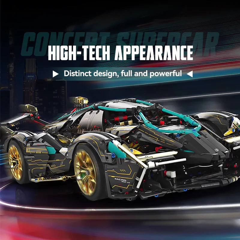Brick MOC Lamborghini Black Warrior | Remote Control, Opening Features, 2472 pcs - Brick Car Merchant