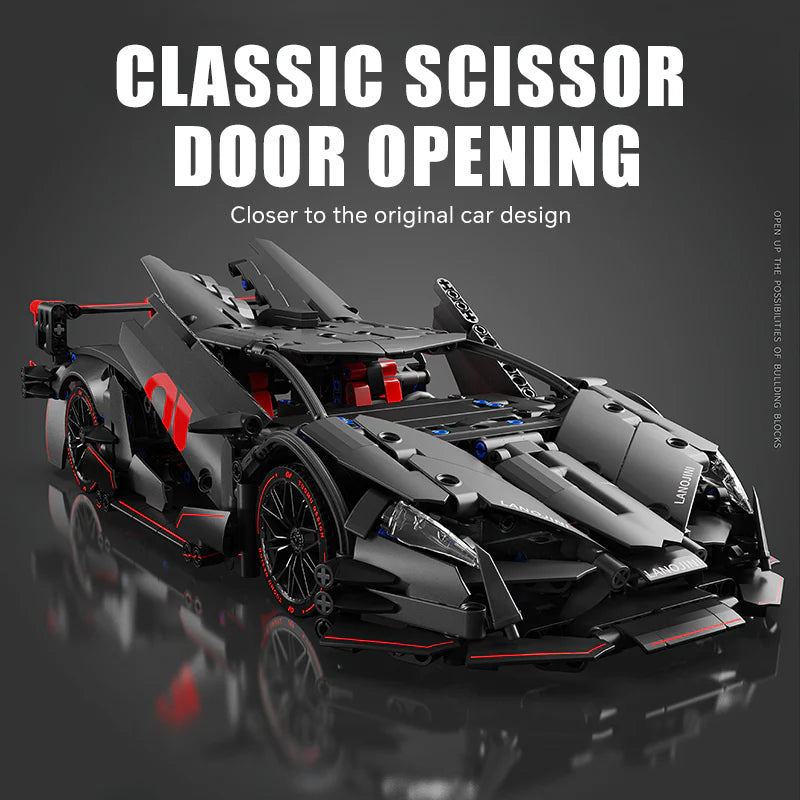 Brick MOC Lamborghini Dark Night Red Sports Car | Remote Control, 1056 pcs - Brick Car Merchant