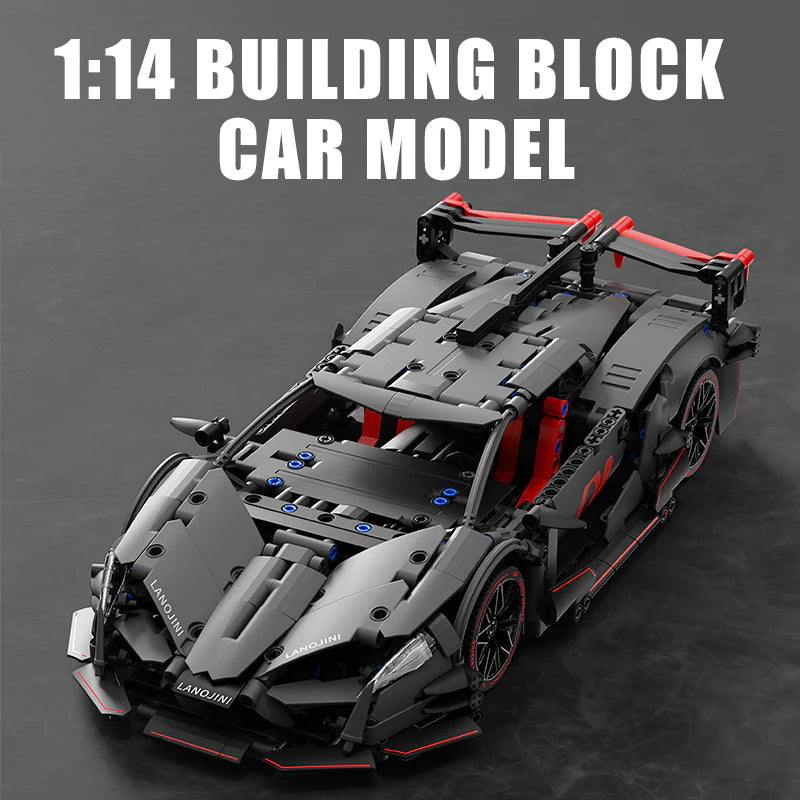 Brick MOC Lamborghini Dark Night Red Sports Car | Remote Control, 1056 pcs - Brick Car Merchant