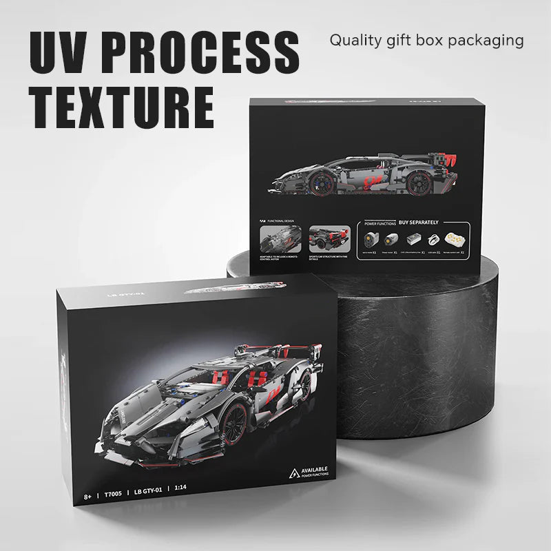 Brick MOC Lamborghini Dark Night Red Sports Car | Remote Control, 1056 pcs - Brick Car Merchant