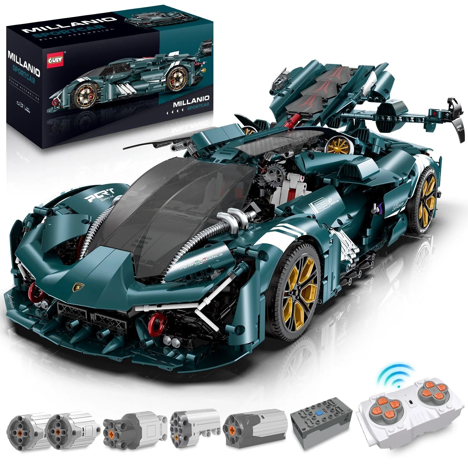 Brick MOC Lamborghini Millanio - The Ultimate Italian Concept | Remote Control, Electric Air Suspension, Electric Door, 3466 pcs - Brick Car Merchant
