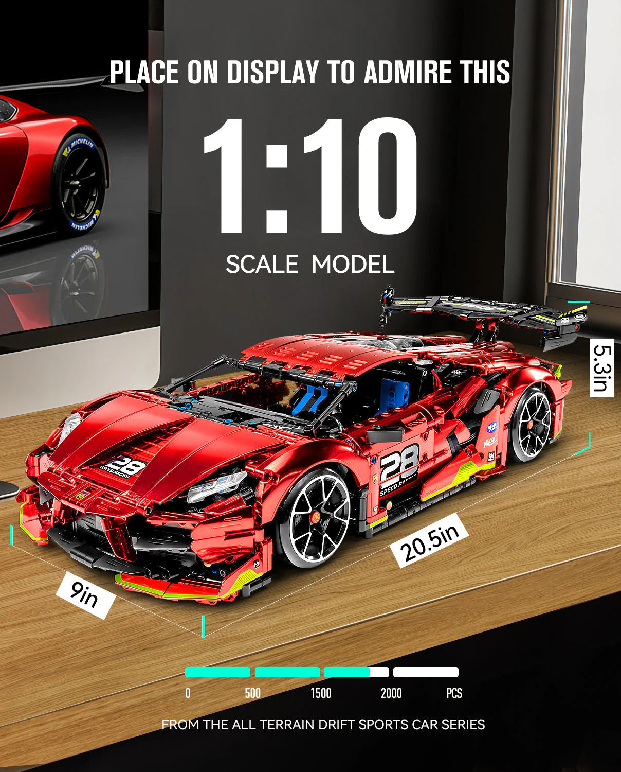 Brick MOC Lamborghini Plated | Remote Control, Drift, Electric Chassis Lifting, 1889 pcs - Brick Car Merchant