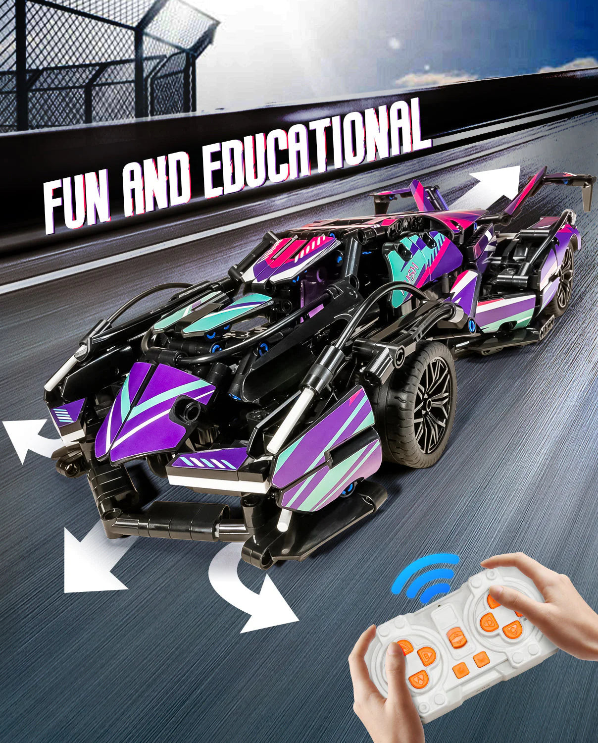 Brick MOC Lamborghini V12 Sports Car | Remote Control, Opening Features, 1124 pcs - Brick Car Merchant