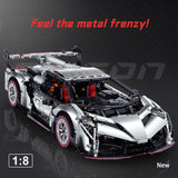 LEGO MOC Lamborghini VENENO Silver Grey | Remote Control, Electric Air Suspension, Scissor Doors, Exclusive Body Panels, Exclusive Tire Alloys, 3711 pcs - Brick Car Merchant