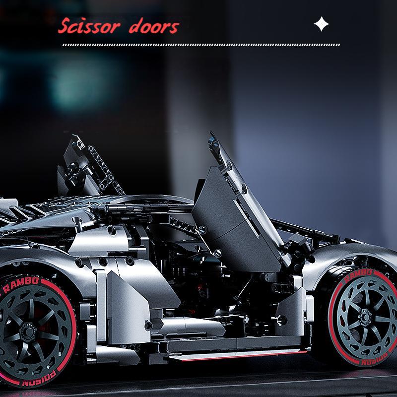 Brick MOC Lamborghini VENENO Silver Grey | Remote Control, Electric Air Suspension, Scissor Doors, Exclusive Body Panels, Exclusive Tire Alloys, 3711 pcs - Brick Car Merchant