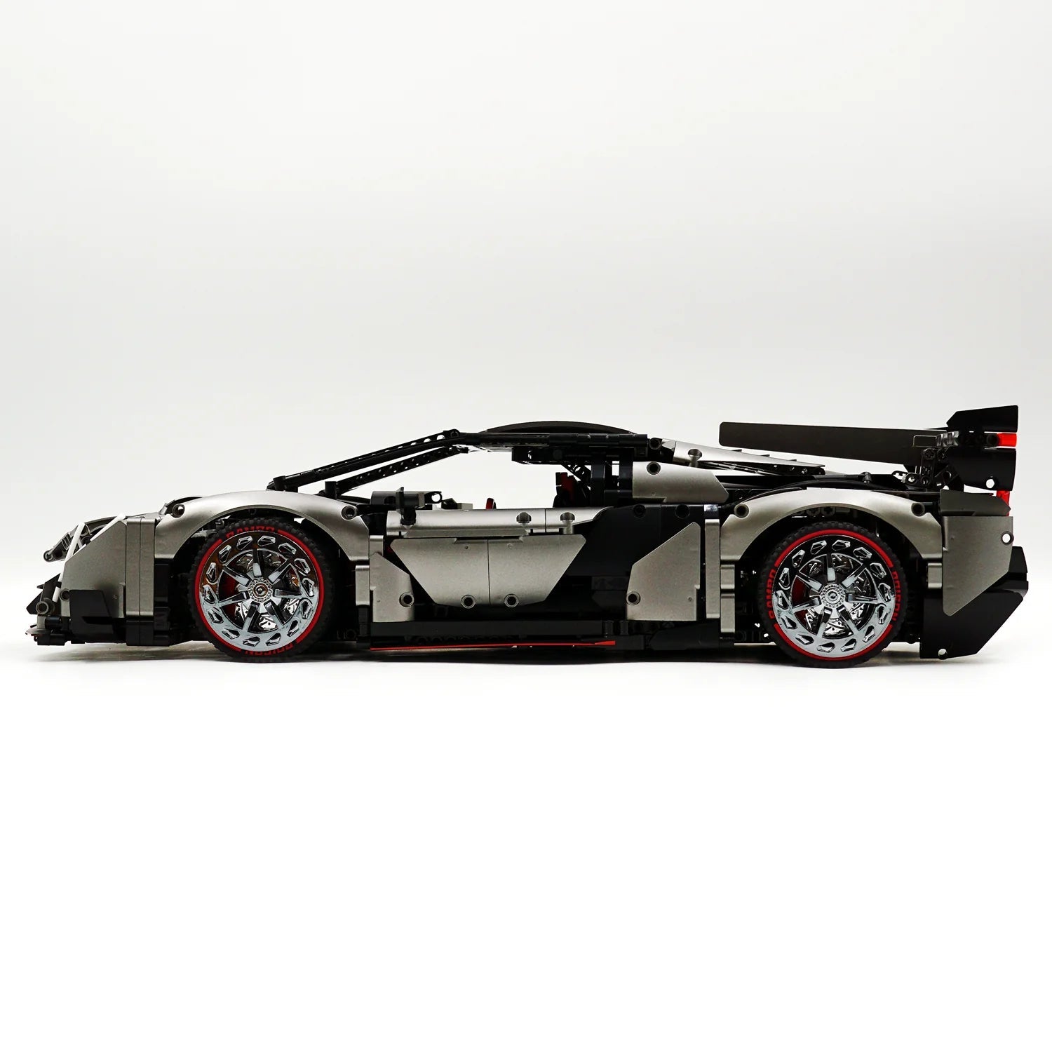 Brick MOC Lamborghini VENENO Silver Grey | Remote Control, Electric Air Suspension, Scissor Doors, Exclusive Body Panels, Exclusive Tire Alloys, 3711 pcs - Brick Car Merchant