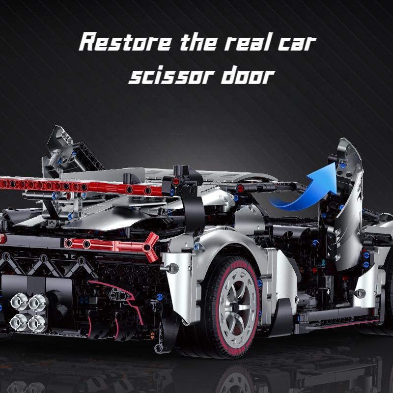 Brick MOC Lamborghini VENENO Silver Grey | Remote Control, Electric Air Suspension, Scissor Doors, Exclusive Body Panels, Exclusive Tire Alloys, 3711 pcs - Brick Car Merchant