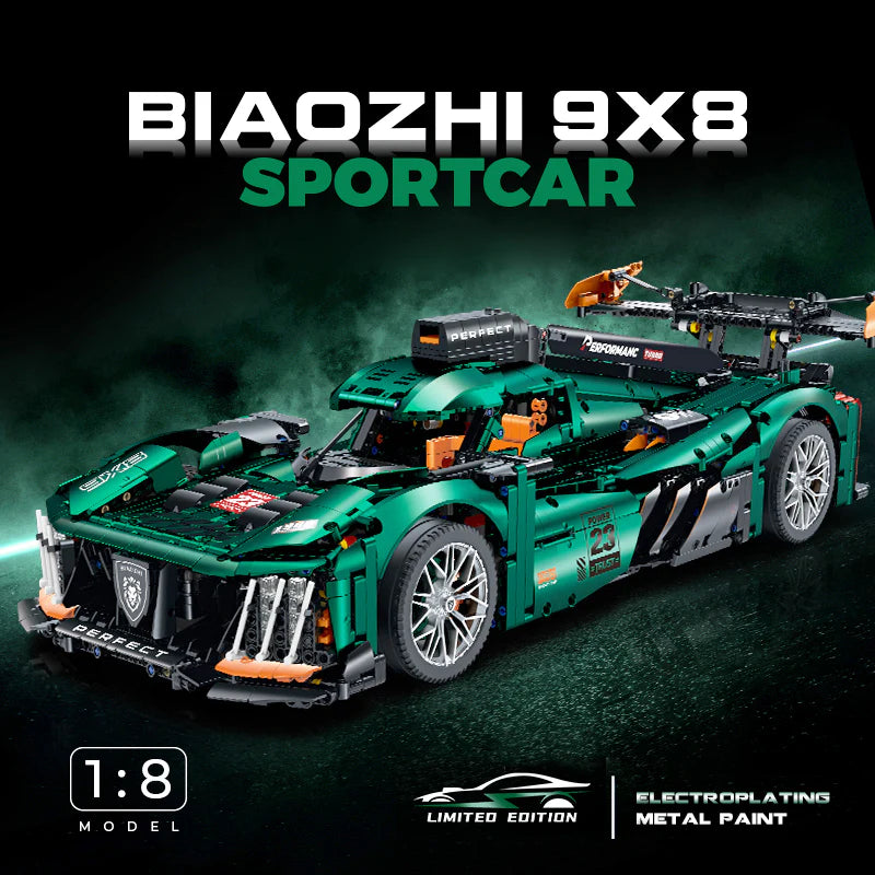 Brick MOC Le Mans 9*8 Race Car | Remote Control, Electric Lift Tail Wing, Lighting Headlights, 3746 pcs - Brick Car Merchant