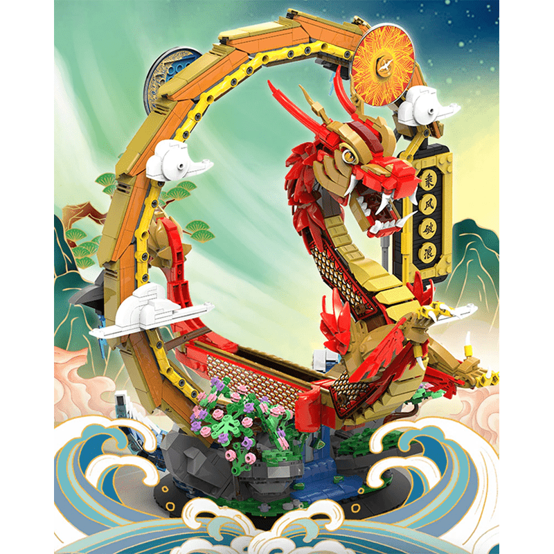 Brick MOC Long Teng Dragon Boat | 2037pcs - Brick Car Merchant