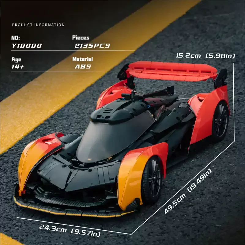 Brick MOC McLaren Solus-GT P1 Building Bricks Set | Remote Control, Spray Gradient Finish, Exclusive Molds, 2135pcs - Brick Car Merchant