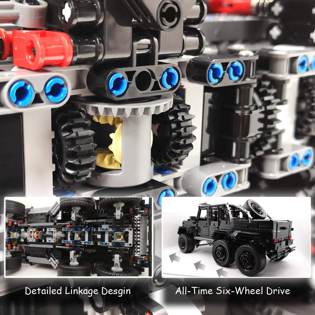 Brick MOC Mercedes G63 AMG, Brabus G800 6x6 Off-Road Pickup SUV | Remote Control, All-Terrain Off-Roading, Exclusive XL Tyres, Gear Shifter, Opening Features, Detailed Linkage and Differential, 6WD, Openable Sunroof, 3300pcs - Brick Car Merchant