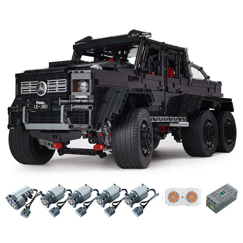 Brick MOC Mercedes G63 AMG, Brabus G800 6x6 Off-Road Pickup SUV | Remote Control, All-Terrain Off-Roading, Exclusive XL Tyres, Gear Shifter, Opening Features, Detailed Linkage and Differential, 6WD, Openable Sunroof, 3300pcs - Brick Car Merchant