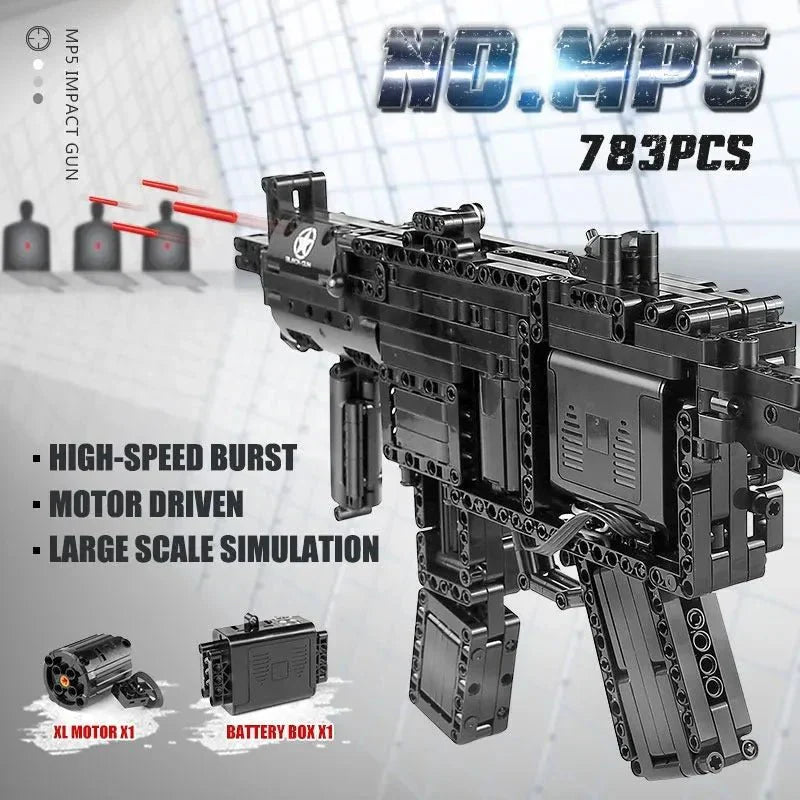 Brick MOC Military Motorized MP5 SMG | 796pcs - Brick Car Merchant