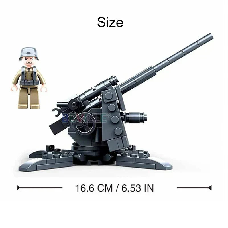 Brick MOC Military WW2 Normandy Landing 88MM Anti-Tank | 115pcs - Brick Car Merchant