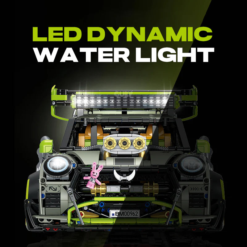 Brick MOC Mini The British Bug | Remote Control, Electric Spray System, Electric Air Suspension, Electric Rear Wing, 2550 pcs - Brick Car Merchant