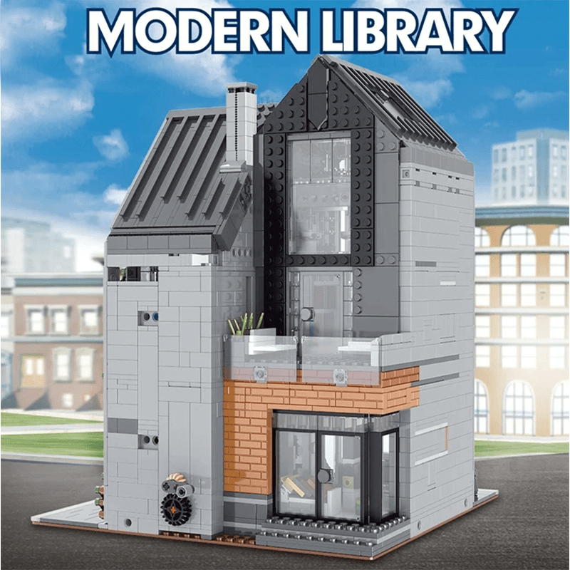 Brick MOC Modern Library | 2789pcs - Brick Car Merchant