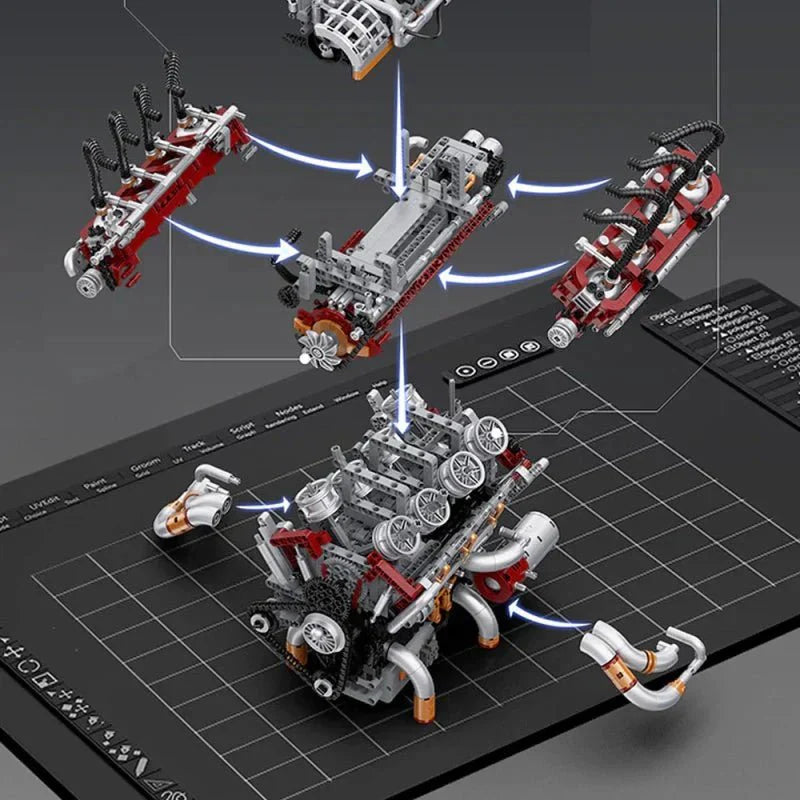 Brick MOC Motorised Muscle V8 | 2347pcs - Brick Car Merchant